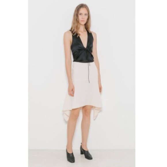 T by Alexander Wang Skirt 4 NWT Front Draped Sandstone Luxury - Picture 4 of 11